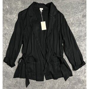 A New Day Open Front Blazer Jacket Women's 1X Black Lined Office Career NWT